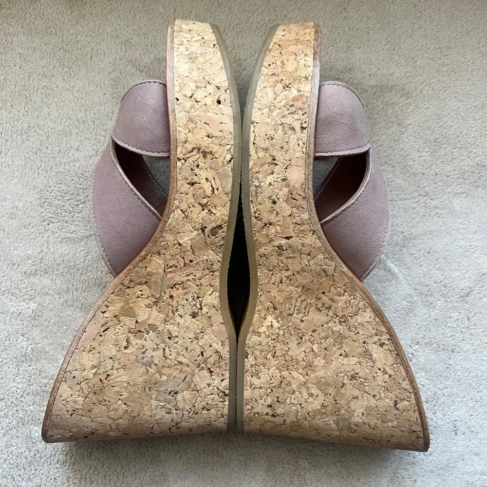 K.‎ Jacques St. Tropez Women 9-9.5 EU 40 Mauve Taupe Suede Wedge Platform Sandal